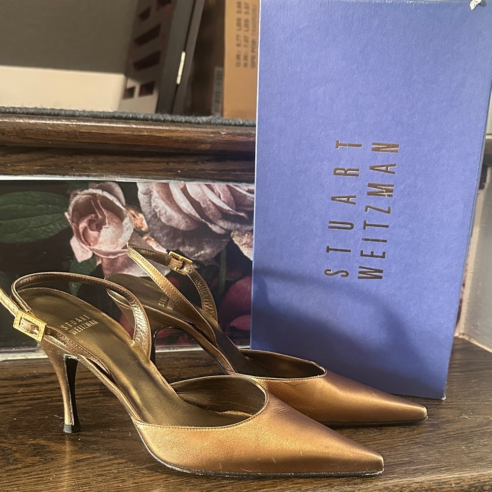 Stuart Weitzman Women's Bronze Slingback Heels